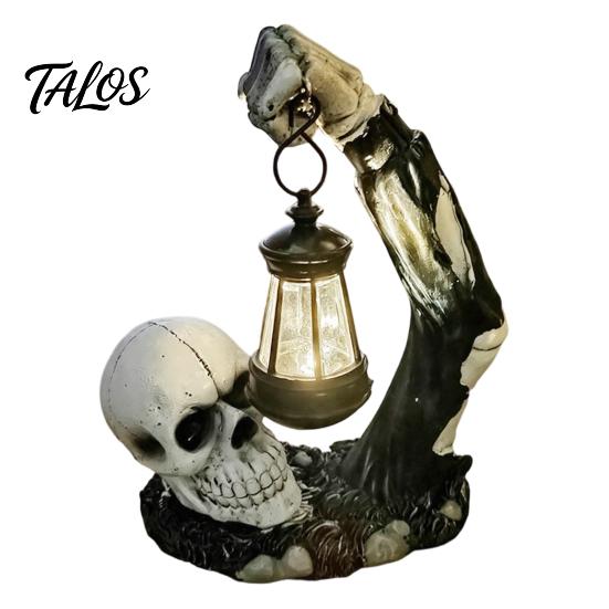Lighted Zombie Lantern Statues Halloween Creepy Zombie/Skeleton Statue, Resin Horror Figurine Decor, Light Up Ornaments Holding Ornament for