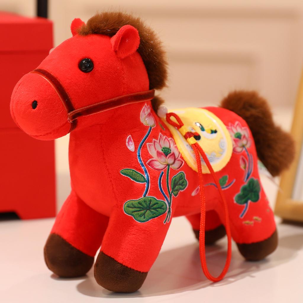 Simulation horse doll mascot cartoon pony key bag pendant cross-border plush toy zodiac horse doll