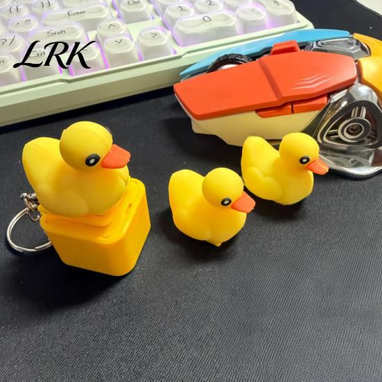 Decompression Toy Duck Sound Button Keychain, Rechargeable Fidget Clicker with Real & LED Light Stress Ball Light, Funny Interactive Desk Relief Gifts