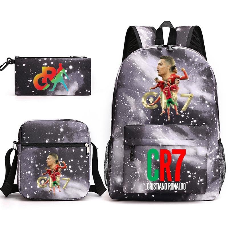 Mochila escolar de gran capacidad con correa para el hombro; set de tres piezas para estuche de lápices de estudiante