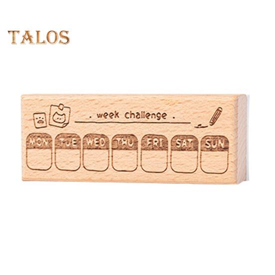 Cartoon Cat Planner Stamp DIY Scrapbooking Weekly Monthly Schedule Planning Time Clock Calendar Daily To-do-list Decorative Wooden Stamp Blocks