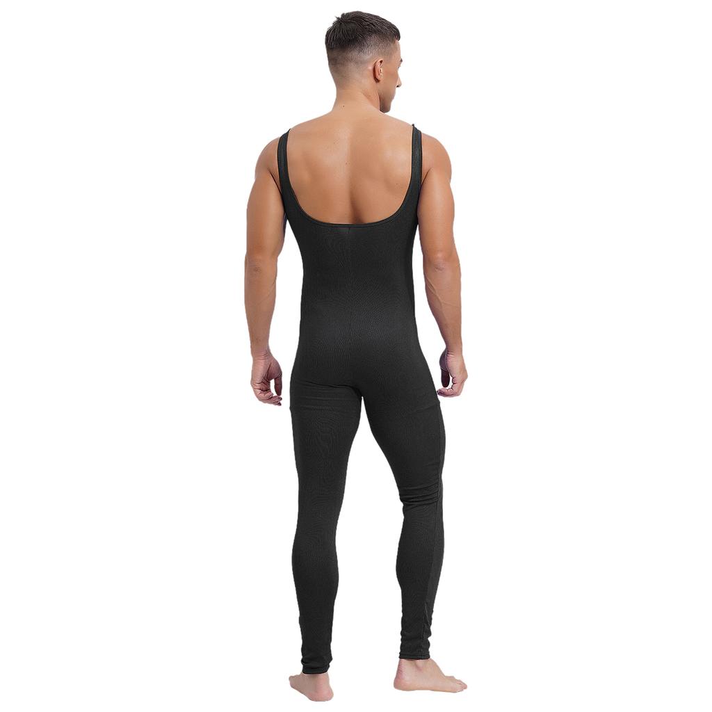 Tuta Monopezzo Senza Maniche da Uomo Design a Strisce Scollo Quadrato Stile Canotta Pantaloni Lunghi Tuta Sportiva