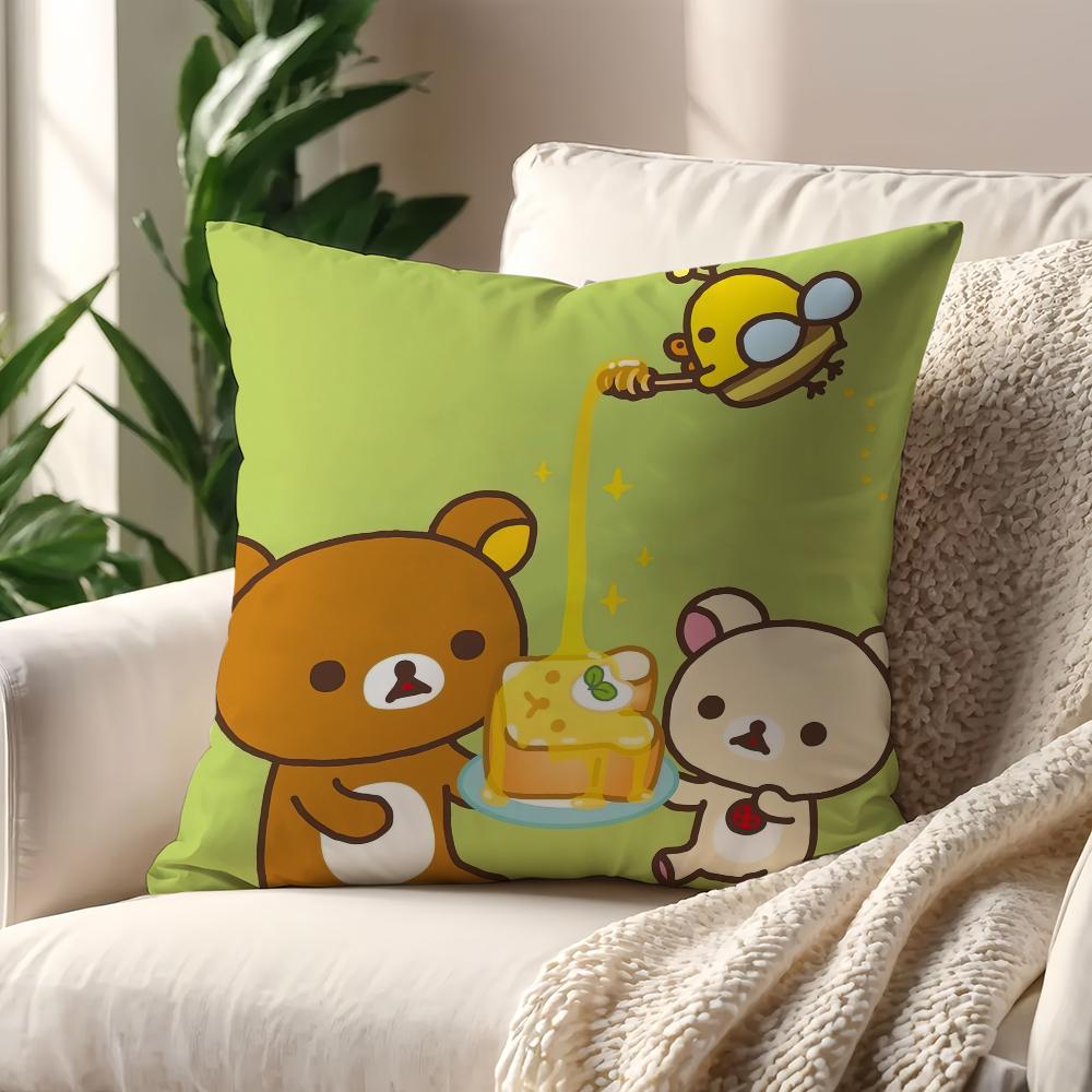 

Cartoon Cute R-Rilakkuma bear cushion cover Pillow Cover Home Sofa living Decoration Room Office Car Nordic Simplicity 12x12Inch