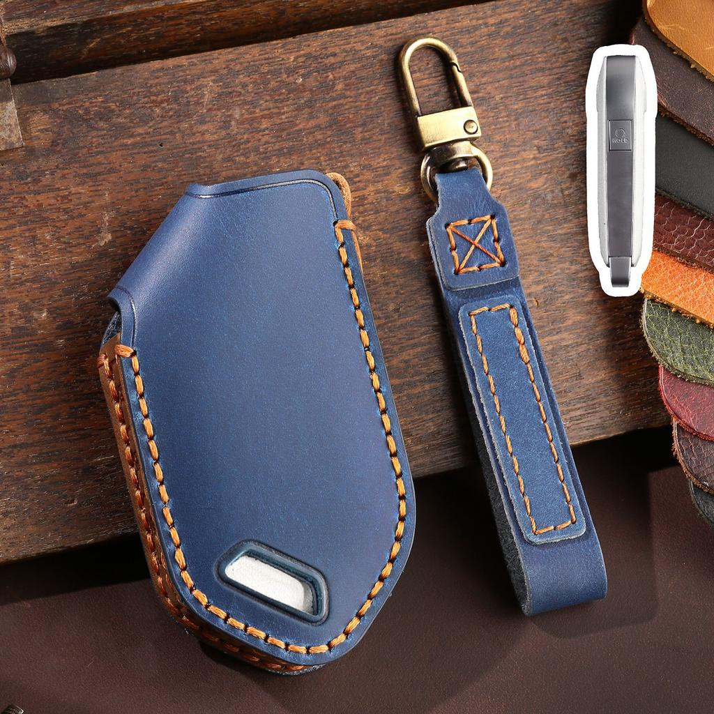 5/6/7/8 Bottons Genuine Leather Auto Key Fob Cover Case Key Ring Fit For Kia Carens Picanto Gt Line Carnival K8 Rio Telluride Auto Accessories
