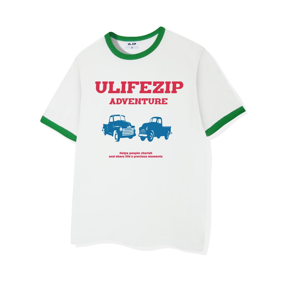 ULIFEZIP Double Car Oversized Ringer Short Sleeve T-Shirt 4 Colors [Ulze_3002]