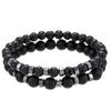 2pcs/set Beaded Bracelet Men 8mm Lava Tiger Eye Stone Bead Charm Men Bracelet Sets Jewelry Gift
