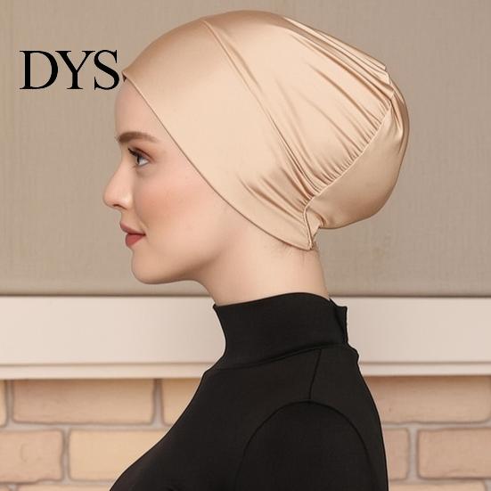Cotton Undercap Women Solid Color Non-slip Stretch Headscarf Cap Breathable Under Head Wrap Scarf Hat Bonnet Night Sleep Headwear
