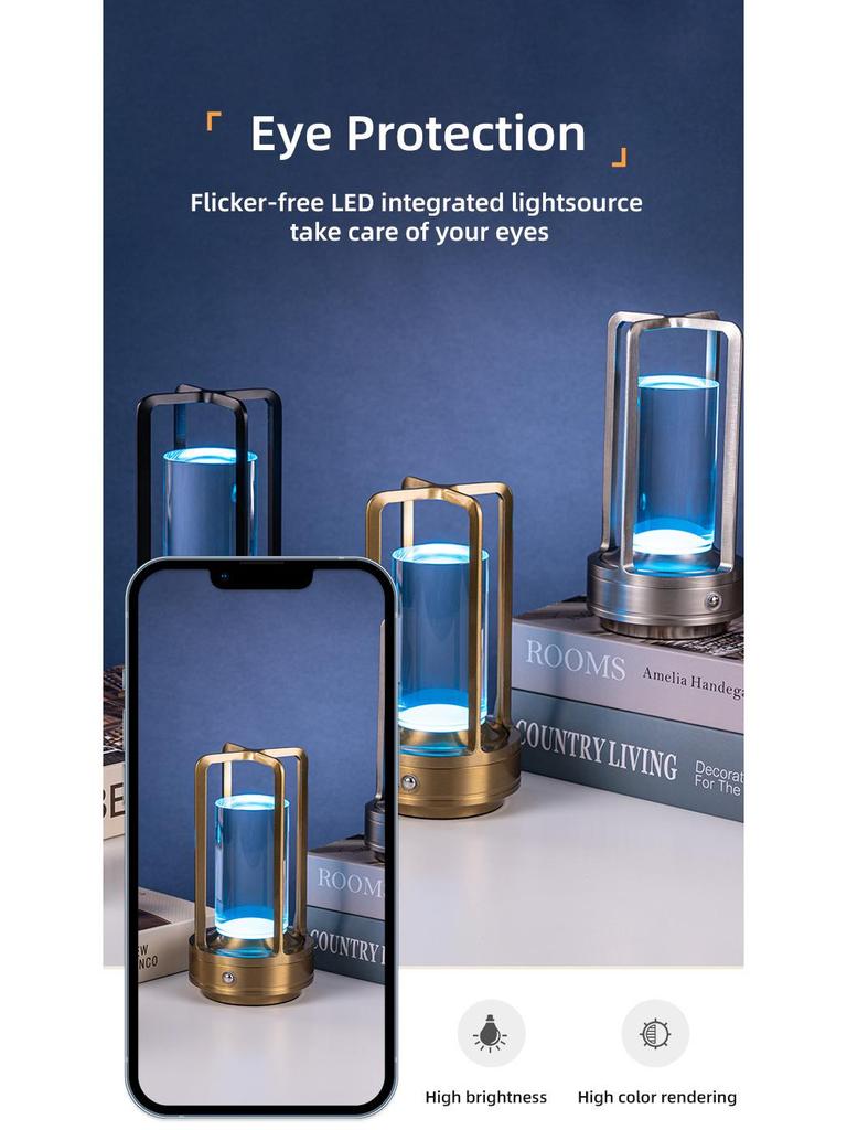 Portable LED Touch Lamp - Metal Stand, Rechargeable, Eye-Protective, Super Bright for Bar, Camping, or Table Use