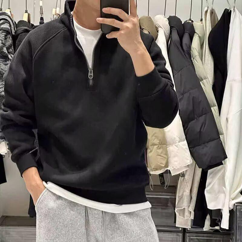

Warm Stand Collar Half-Zip Heavyweight Loose-Fit Long-Sleeve Hoodie Medium