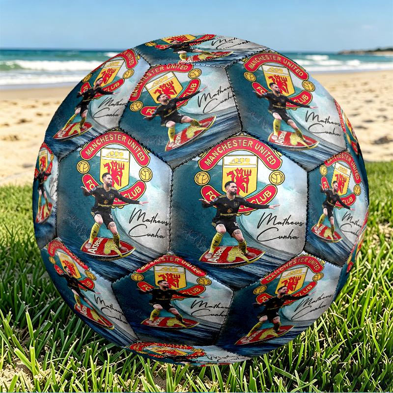 Football team.C Print Size 5 Soccer Ball, PU Wear Resistant Football for Match Training and Daily Practice, Birthday Gift for Soccer Fans