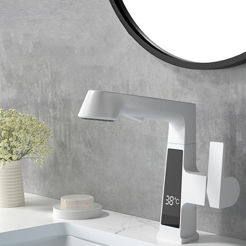 Digital Display Pulling Faucet Kitchen Area Sink Washbasin Rotating Lifting Tap Cold And Dual Control Fourth Gear Water Outlet