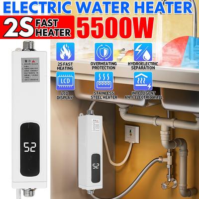 5500W 220V LED Intelligent Instant Elektrisk Vattenvärmare Temperatur Justerbar Värmare Badrum Dusch Köksvärmare