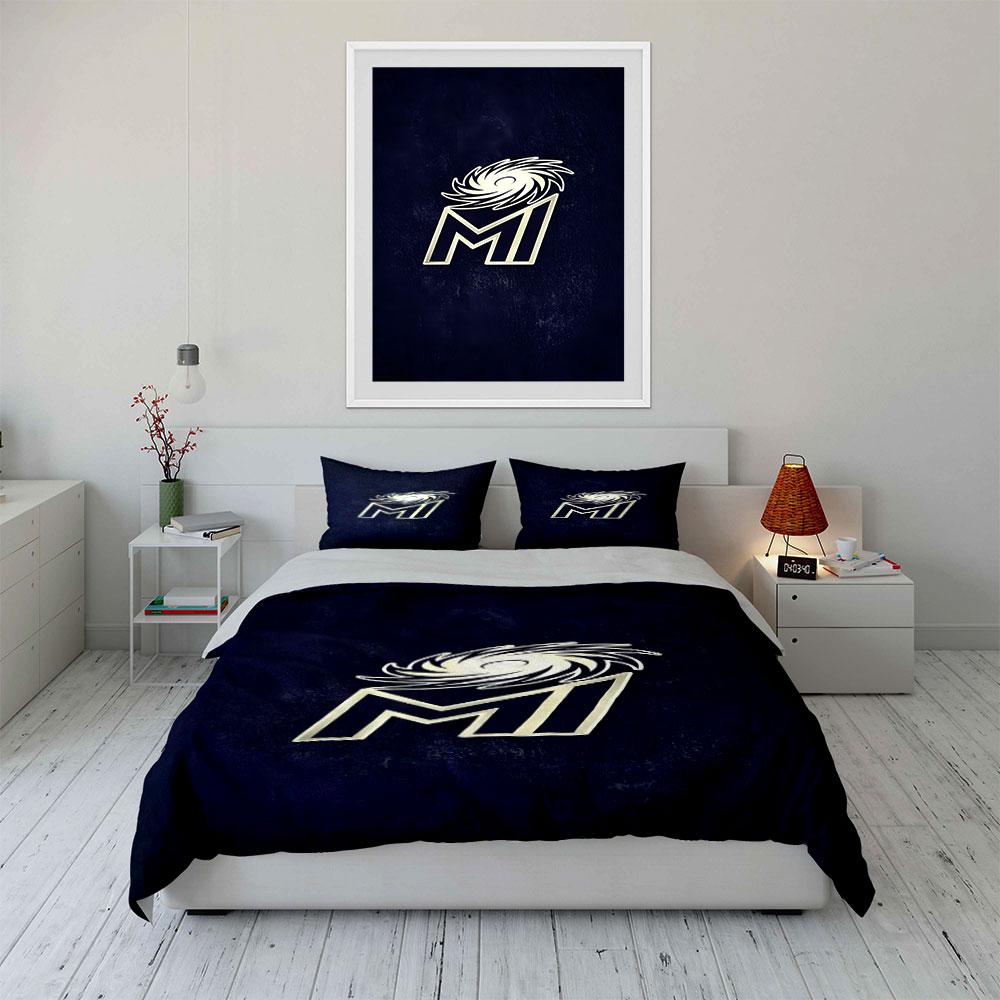 "Stylish MI Logo with Swirling Design" Print Bedding Set Duvet Cover Pillowcases (1* Duvet Cover 2* Pillowcases Do Not Include Comforter)