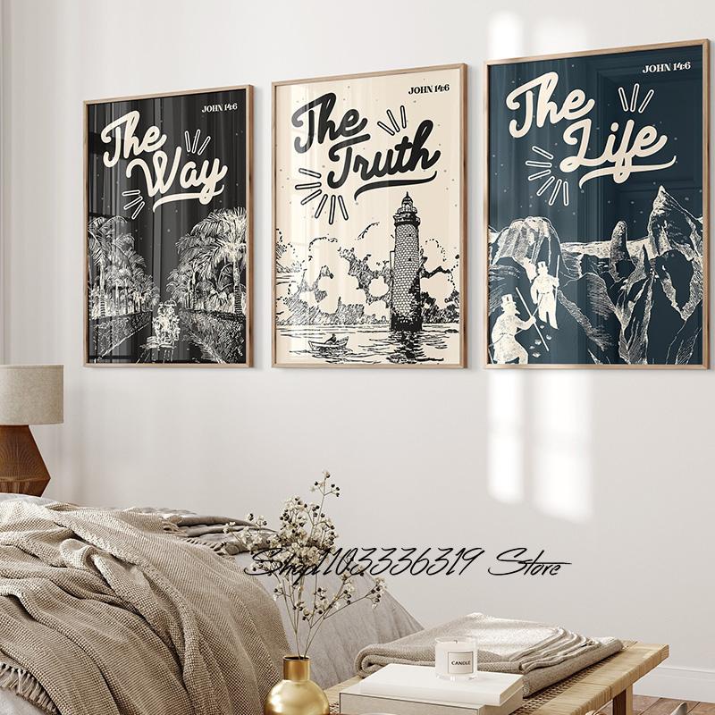 The Way The Truth The Life Jesus Bible Christian Art Poster Canvas Painting Wall Prints Picture for Living Room Home Decor