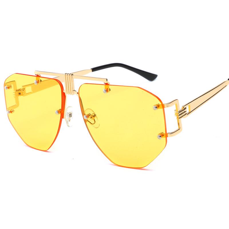 European American Style Sunglasses for Women Polygon Shape Rimless Sun Glasses Travelling Driving UV Protection