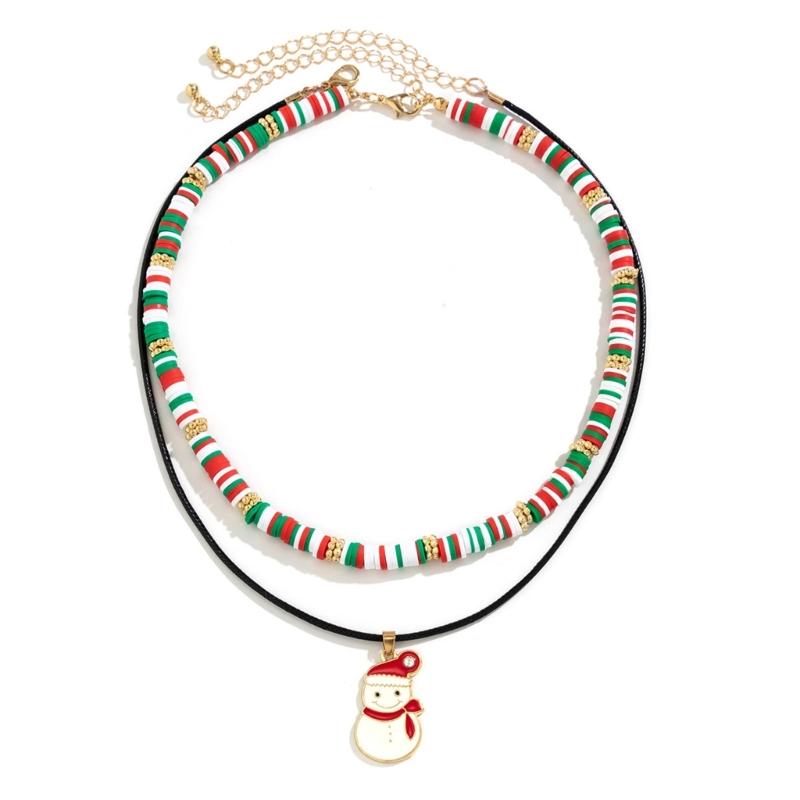 Christmas Beaded Necklace Trendy Pendant Clavicle Chain Trendy Neck Jewelry Gift for Holiday Party Occasion & Daily Wear