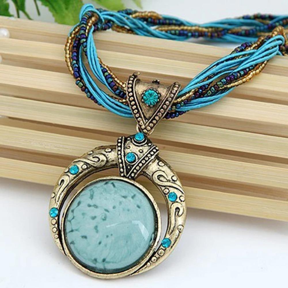 SUMENG 2024 Collana Vintage Gioielli Moda Popolare Stile Retrò Boemo Multistrato Catena di Perline Grani di Cristallo Ciondolo