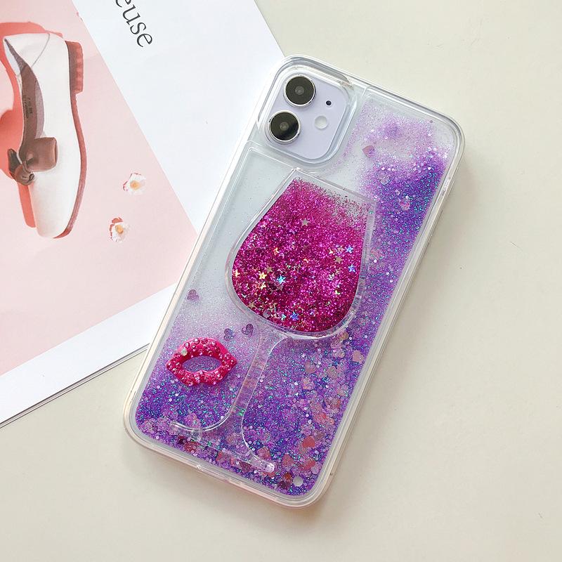 Dynamic Silicone Protective Cover for Vivo Red Lip Wine Glass S9 Quicksand Y7S Y93 Liquid One Piece Delivery Mobile Phone Case