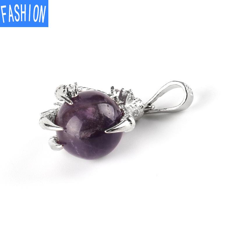 Готическое животное Зодиакальный коготь дракона Кулон Аура Хрустальный шар Ожерелье amethyst