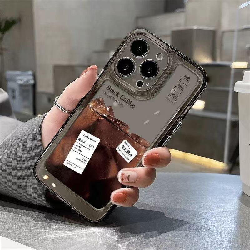 Transparent Anti Fall Soft Coffee Pattern Phone Case Compatible With Apple Iphone