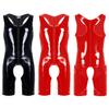 Sexy Men One-piece Tight Crotchless Underwear Shiny Leather Wrestling Singlet Jockstrap Bodysuit Swimwear