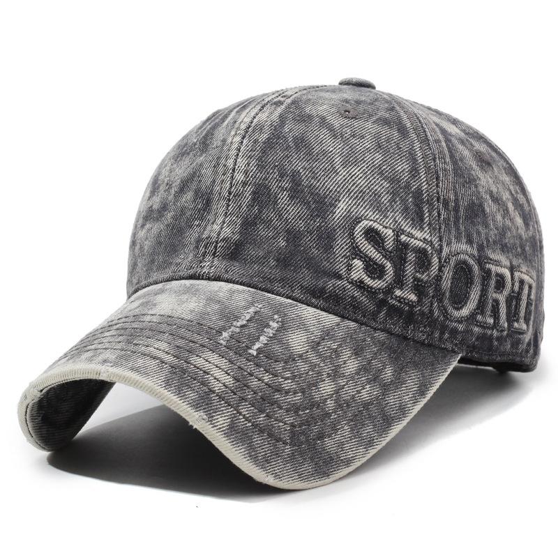 Letter Embroidered Baseball Cap Men S And Women S Same Four-Season Washed Denim Cap Retro Denim Baseball Cap adjustable
