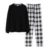 Mskikefly Loungewear Top Long Comfortable Comfortable for Sports and Comfortable Cotton Black Women's Pajamas, 2-Piece Set, & Pants, Sleeve,