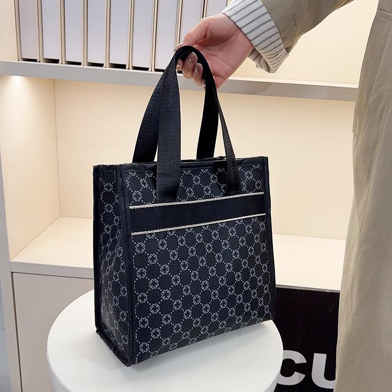 

Вместительная клетчатая универсальная повседневная маленькая квадратная сумка, женская, с индивидуальностью, продвинутой текстурой и темпераментом, для поездок на работу, легкая ручная сумка чёрный