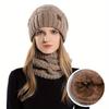 Thicken Thermal Knit Cap Fleece Lined Warm Wool Hat Winter Beanie Hat Scarf Set  Winter Season