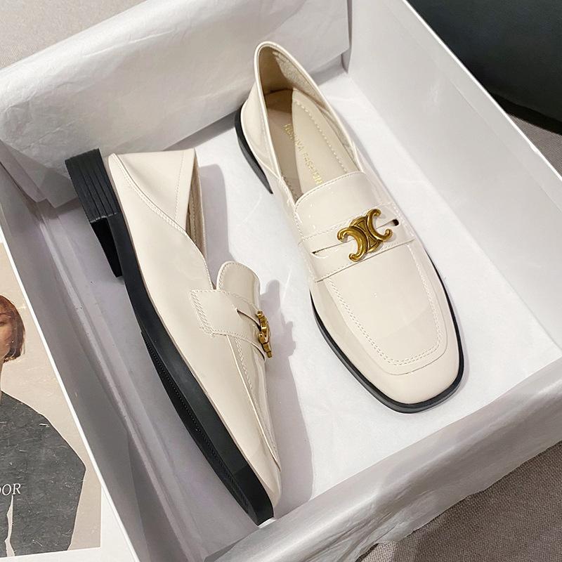 Huiliya spring and summer new fashion soft-soled loafers metal buckle British style small leather shoes low-heeled single shoes X270-2