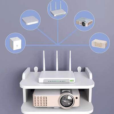 Mensole galleggianti a 2 livelli Router Wi-Fi Strato sospeso Presa multipla Supporto per decoder Supporto per cavi Supporto per montaggio a parete Organizzatore per riporre