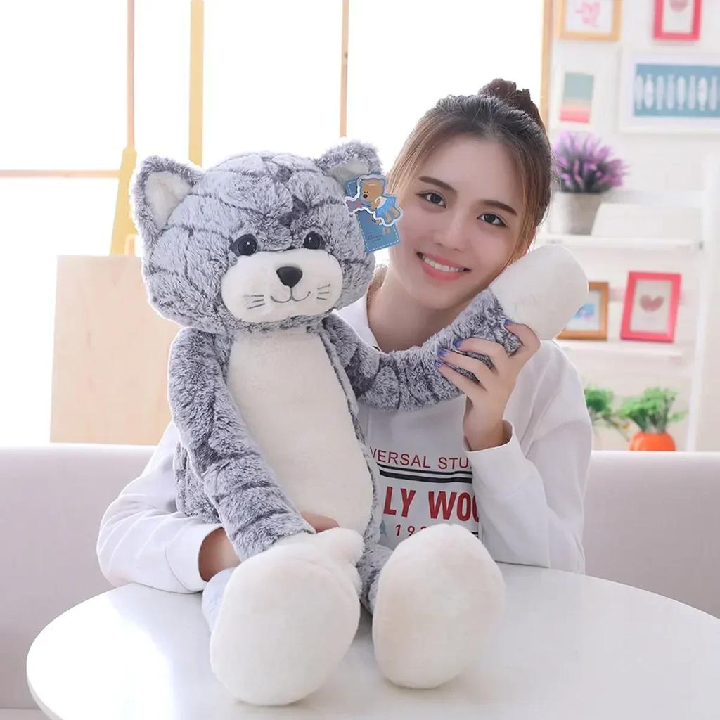 New Cuddle Plush Soft Cat Black Gray Toy Cute Animated Birthday Christmas Halloween Gift Girl Doll Dorm Room Decoration