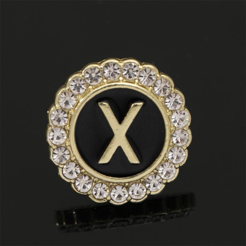 26 Alphabet  Round Pins English Initials A-Z  Golden Brooches For Women Men Girls Collar Badges Jewelry Gift