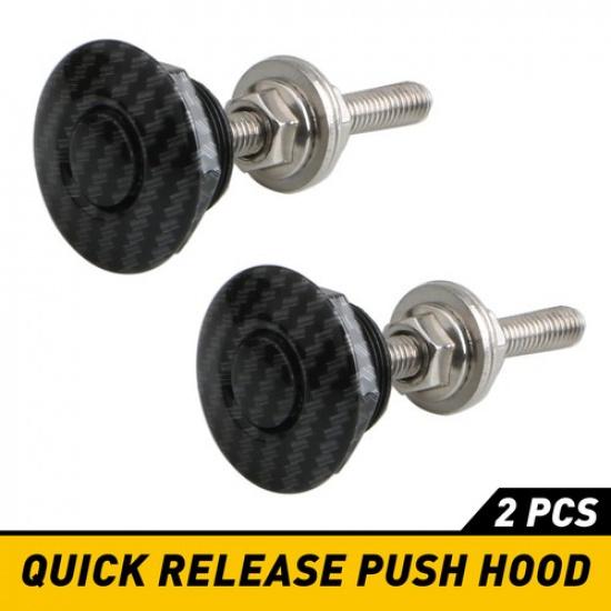 2 X Button Push Release Hood Bonnet Quick P Lock Clip Car Bumper Latch Carbon
