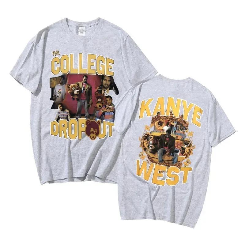 Men's Summer 100% Cotton Rapper T-Shirt Personalized Fashion Street Oversized Kanye Clothes West Casual Short Sleeve Clothing