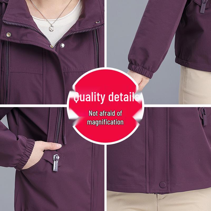 2026 New Style Women's Short Windbreaker for Mom and Grandma - Plus Size Spring and Autumn Jacket