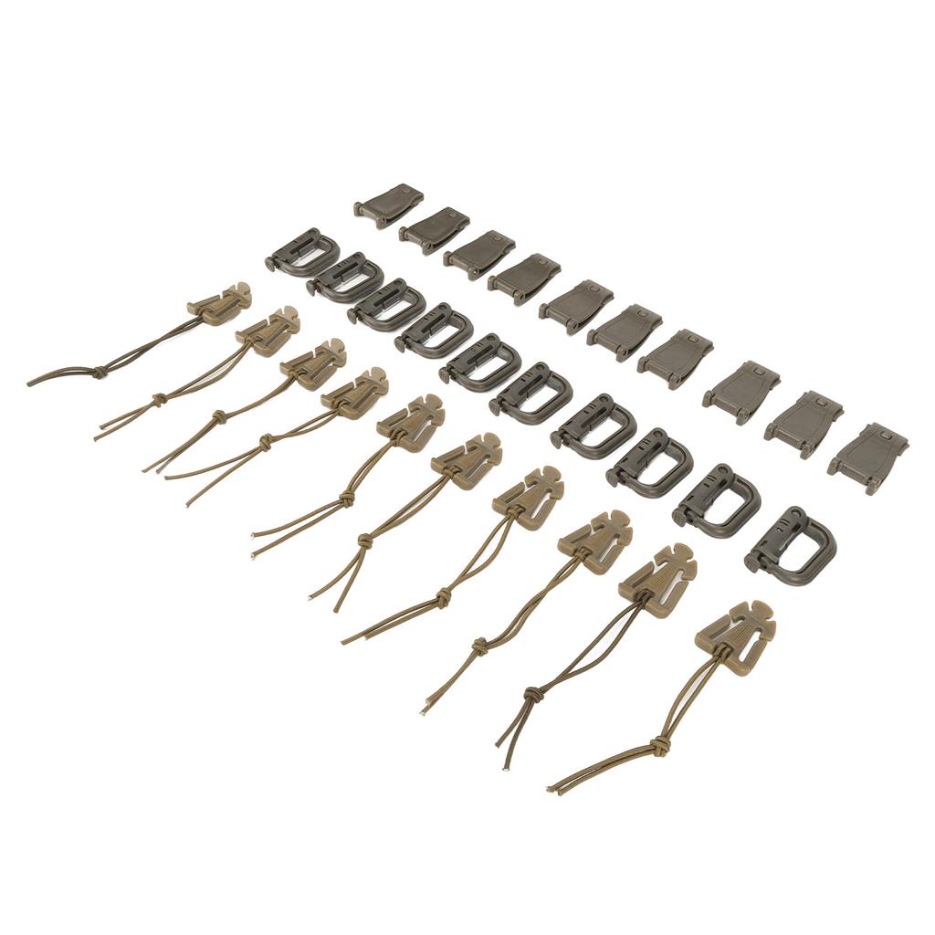 30 Pieces Backpack Bag Clip Strap Set with D Grimlock Locking Web Dominator Elastic St s Strap Management Tool Buckle