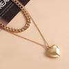 European and American Double-layer Metal Chain Choker Item Jewelry Simple Personality Big Love Pendant Necklace Spice Girl
