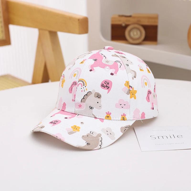

Летняя детская бейсболка с рисунком для девочек и мальчиков, кепка с козырьком, бейсболка для малышей, солнцезащитные шляпы для детей 48-50cm Adjustable