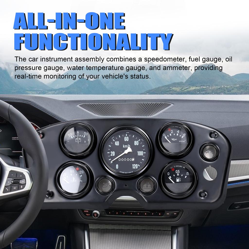 5 in 1 MultiFunctional Car Speedometer Fuel Gauge Oil Pressure Gauge Water Temperature Gauge