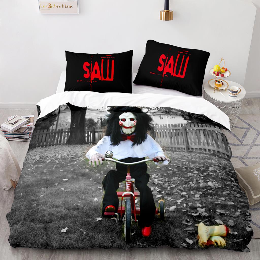 Chainsaw Fright Bedding Set Single Twin Full Queen King Size Halloween Bed Set Aldult Kid Bedroom Duvet cover Sets 3D Print 011