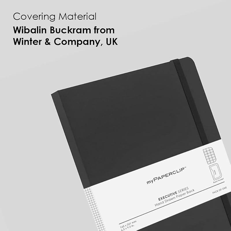 myPAPERCLIP Executive Series Notebook, Large (165 x 241 mm, 6.5 x 9.5 in.) Checks, ESX192L-C Black