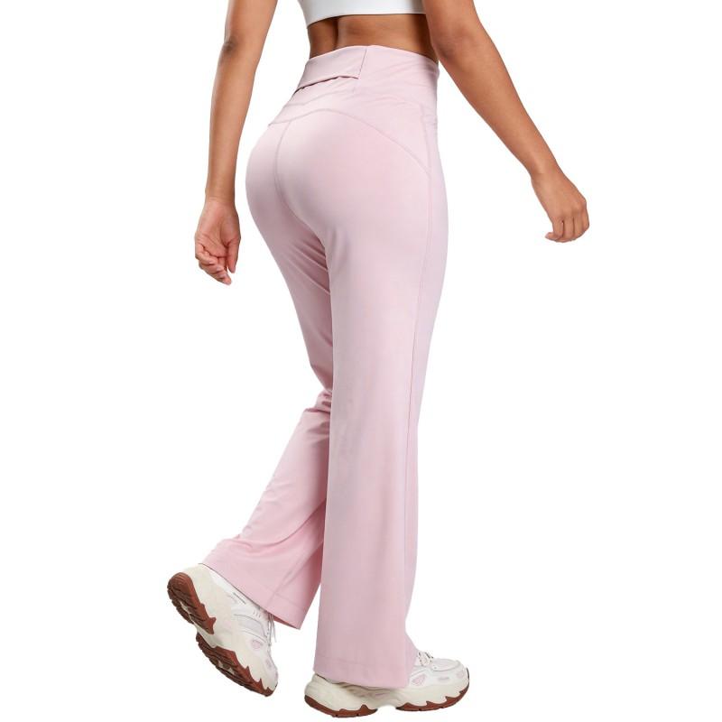 High-Waisted Wide-Leg Yoga Pants Women Ultra Stretchy Loose Fit Straight Leg Trousers With Rear Pocket
