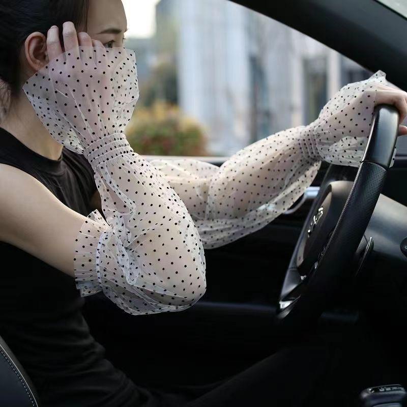 Summer lace sun-protective mesh armbands women's thin UV-resistant gloves long ball armbands
