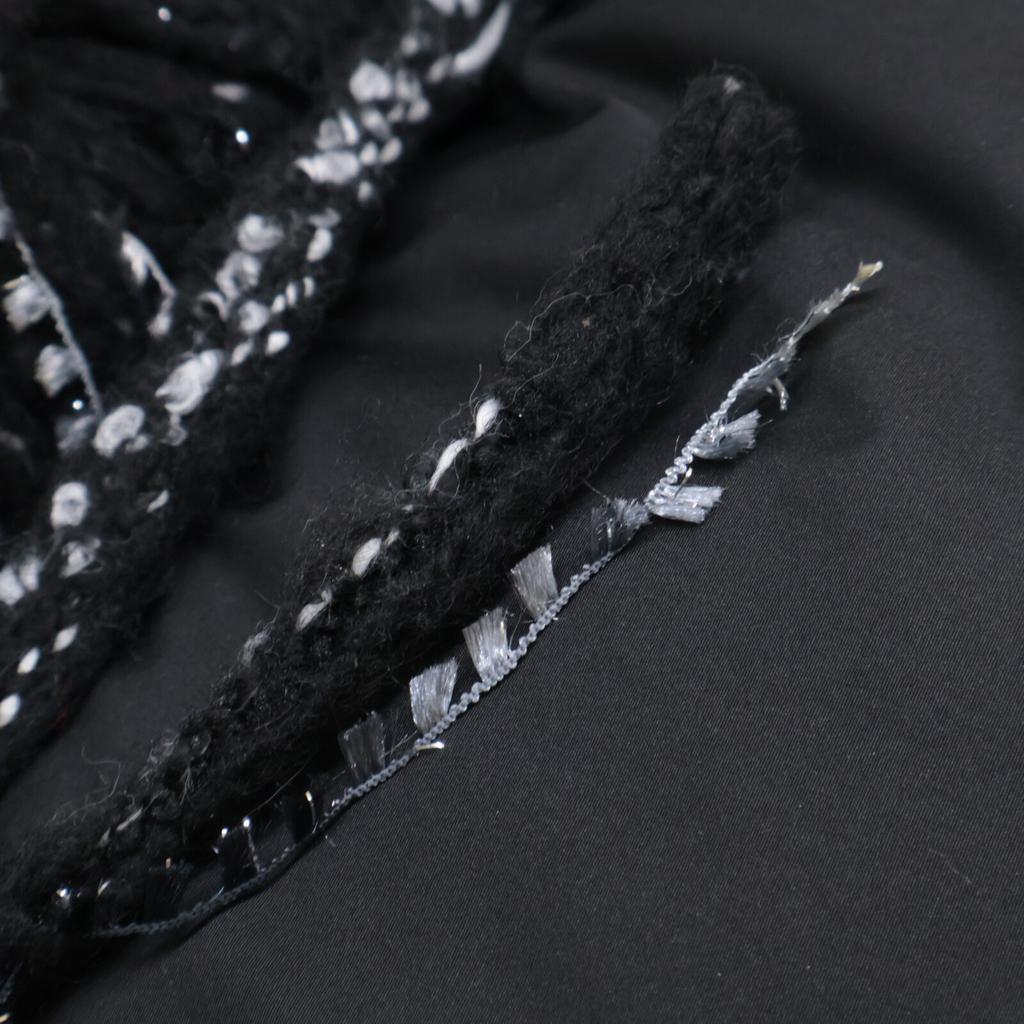 Moncler 2021 ELEUSINE Lamé Tweed Fringe Design Hooded Jacket Jacket 0 Black X whiteUsed