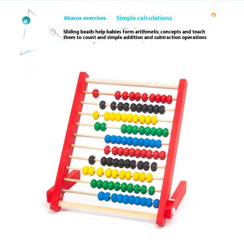 1Pcs Children'S Early Education Colorful Calculation Rack Ten Wooden Toys Montessori Teaching Aids Abacus Rack Gift