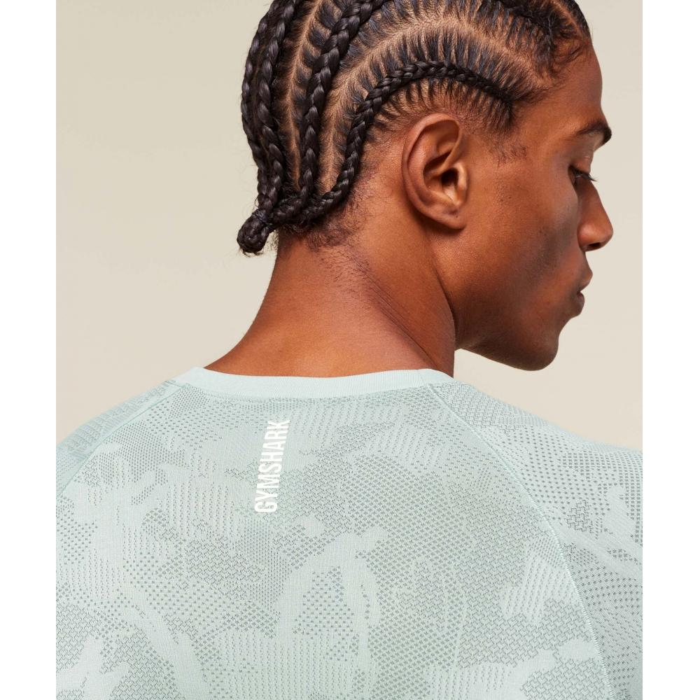 Gymshark Geo Nahtloses Langarm-T-Shirt Morgenhimmelblau Himmelblau A5a2c Udb5