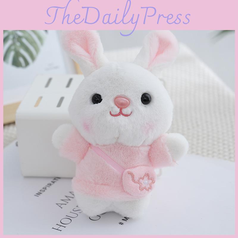 Cute Keychain Rabbit Cartoon Plush Key Ring Girls Backpack Pendant Decoration