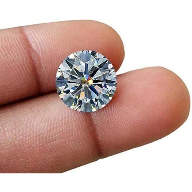 Natural White Cubic Zircon Round Cut 5-6 Ct Stunning Certified Loose Gemstone