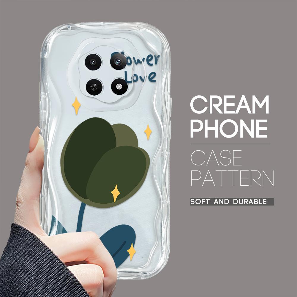 Cartoon Pattern Cream Texture Casing Wavy Edge Soft Silicone Cover Phone Case for OPPO Reno Realme OnePlus Vivo